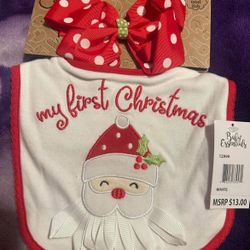 Christmas Bib And Hair Bow