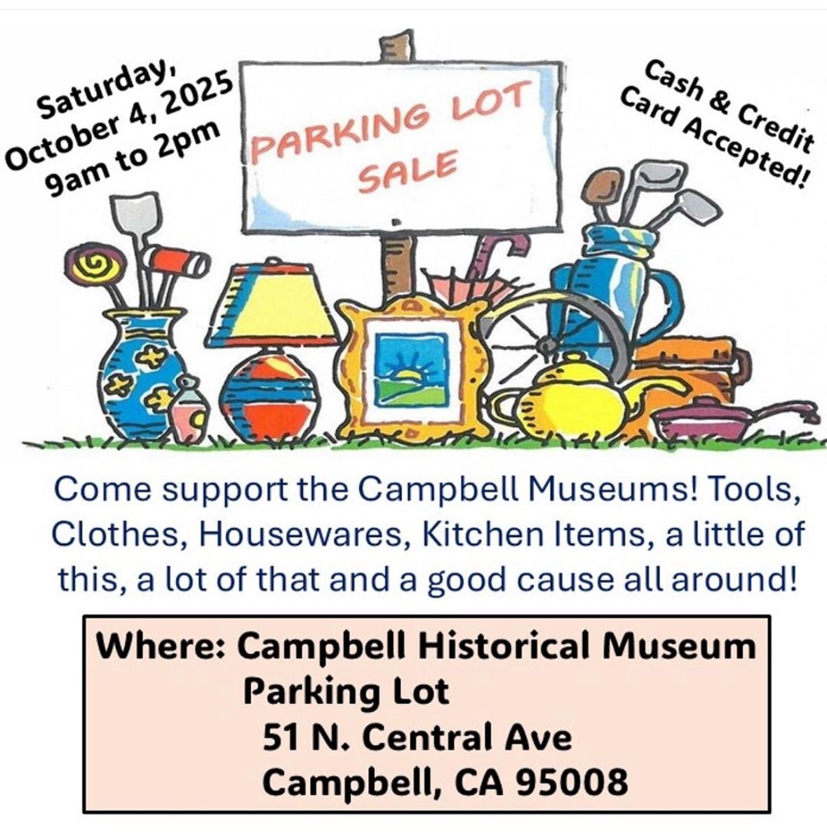 50% Off Till 2pm , Parking Lot sale 10/4