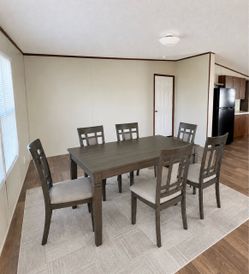NEW IN BOXBeautiful Wood Grey Dining Table + 6 Chairs Set
