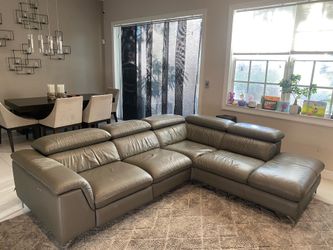 Italian Leather Chaise Sectional