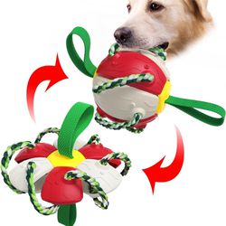 Addcean Dog Toy Balls with Chewing Ropes, Pet Flying Saucer Ball Dog Toy Interactive Dog Toys for Tug of War, Best Gifts for Small & Medium Dogs【Not f