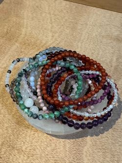 18 Genuine Crystal Bracelets + Selenite Bowl