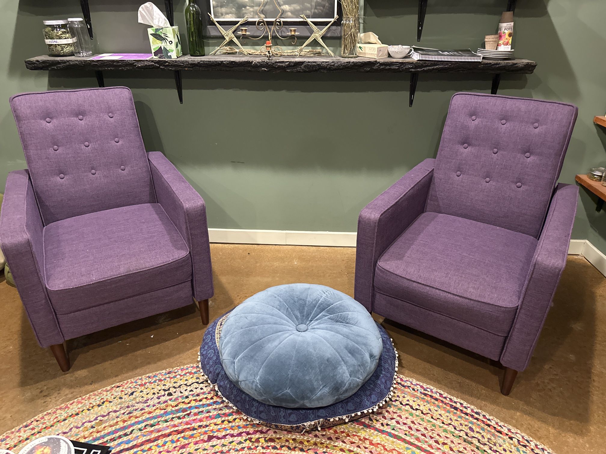 Purple Reclining Armchairs 