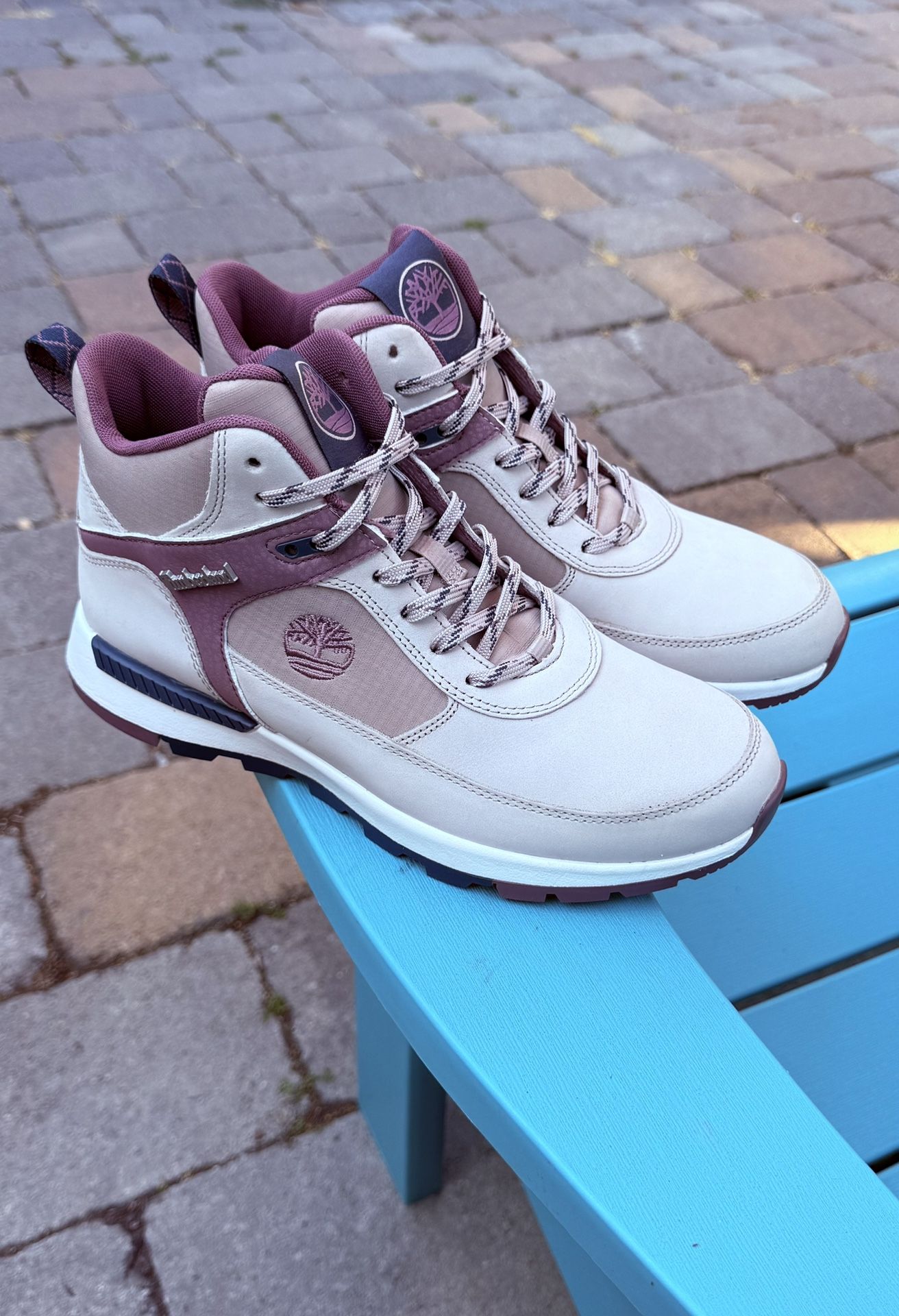 WOMENS TIMBERLAND ANKLE BOOTS Sz 8.5 FIELD TREKKER - MID GRAY PURPLE BLUE ReBOTL