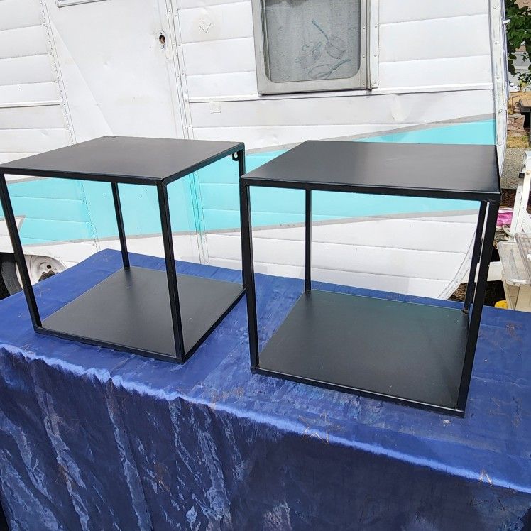 A Pair Of Black Mountale Shelves/tables
