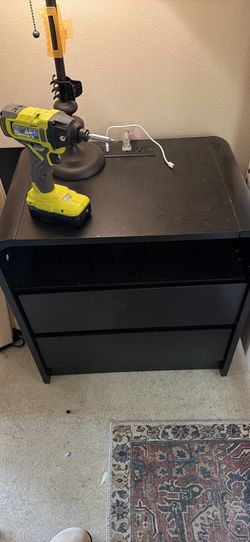 Two Black Wood Nightstands