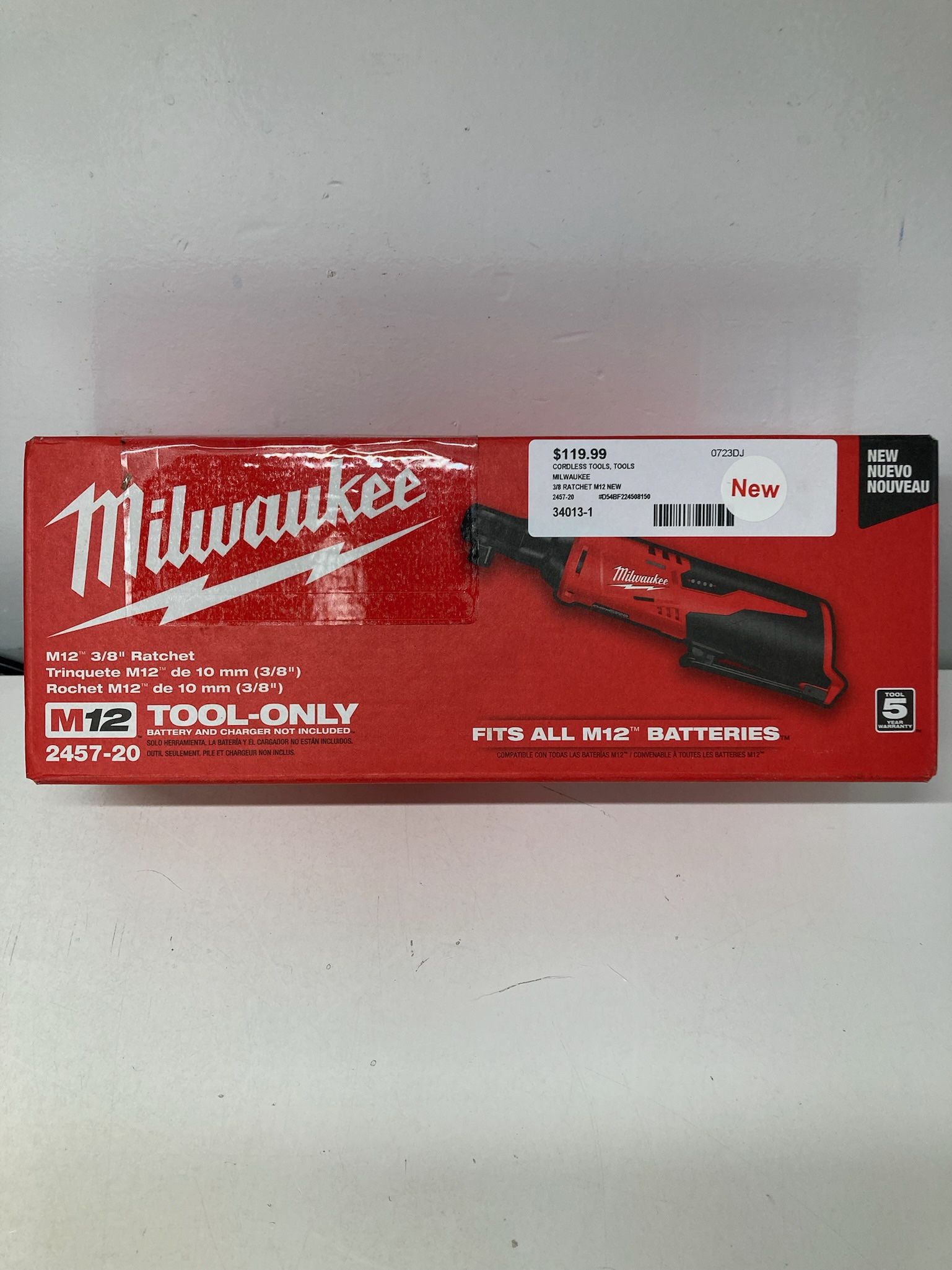 Milwaukee 2457-20 M12 12V 3/8" Cordless Ratchet