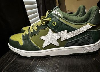 Green And White Bapesta Shoes