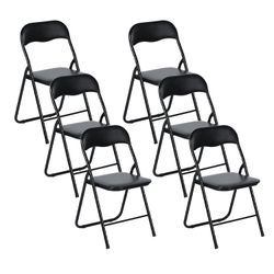 Homy Casa Mango 4PC Faux Leather Folding Dining Chairs, Black, Open Box