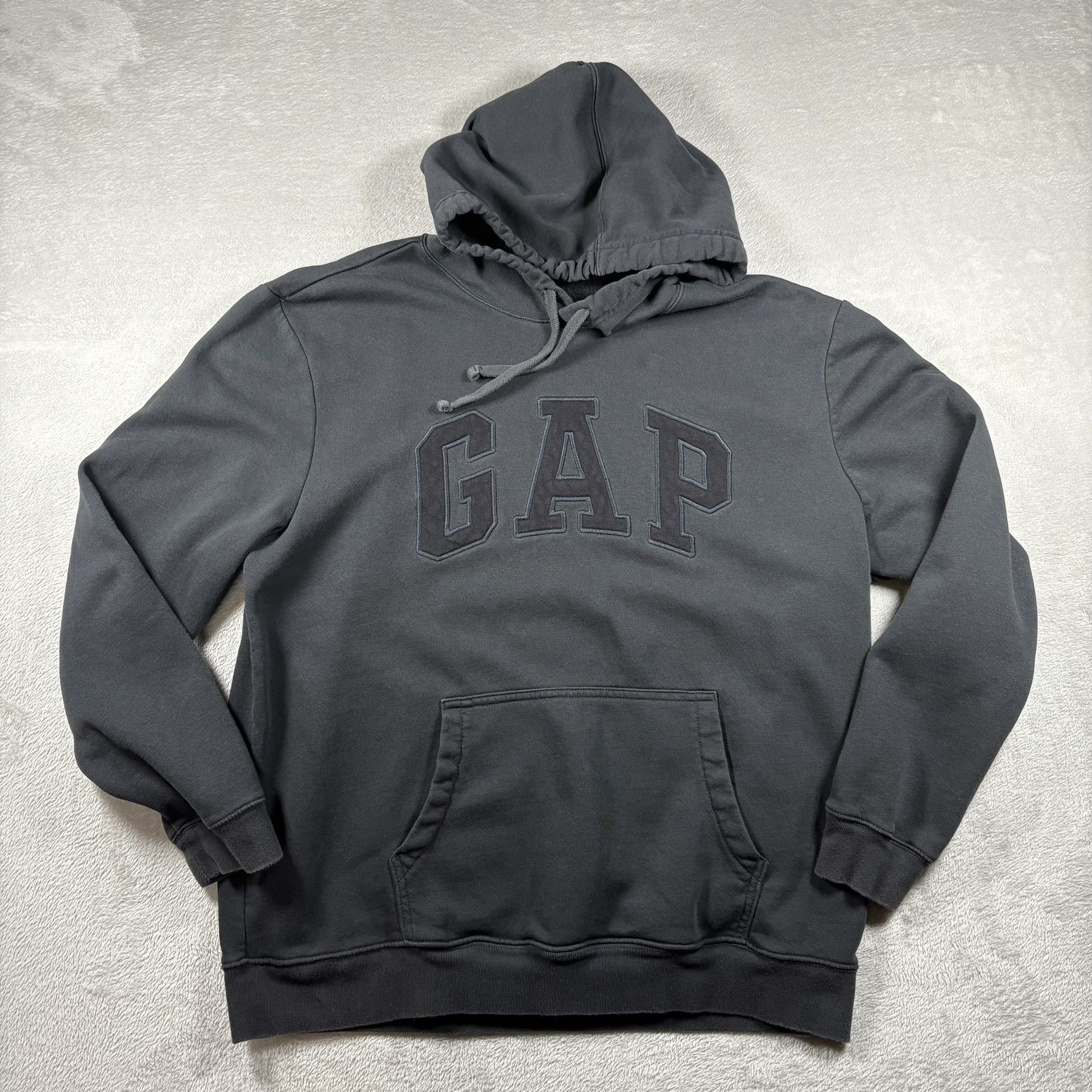 Gap Hoodie Men’s Size XL Black Y2K Spellout Logo Sweatshirt Grunge #1274