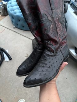 Ostrich Leather Cowboy Boots 7 1/2 d