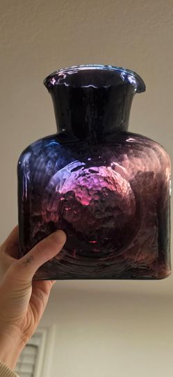Vintage MCM Blenko Hand-Blown Amethyst Purple Water Bottle Pitcher No. 384 (READ DESC.)