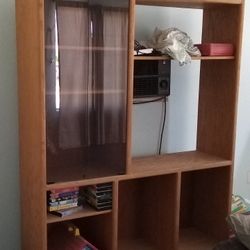 Oak Wood Entertainment Center & Futon Sofa Bed 
