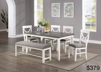 Dining table set with bench