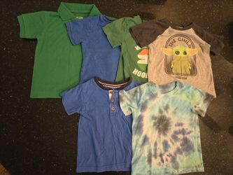Lot of 6 Boys Size 2T Toddler Summer Shirt Tops Grogu Baby Yoda Star Wars St. Patrick's Day Tie Dye Short Sleeved