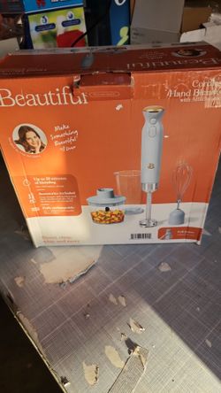 Beautiful Cordless Immersion Blender with Chopper, Whisk & Measuring Cup, White Icing by Drew Barrymore