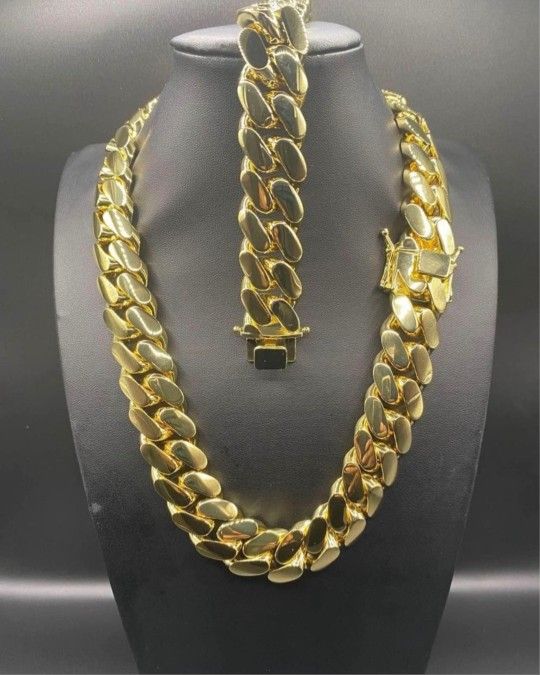 24MM Cuban Link Set 14k Gold Plated 