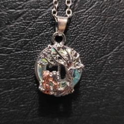 Necklace Two Girls Swinging On A Swing Could Be Best Friends Or Mother And Daughter Multi-colored CZ And  SILVER 18 In NEW $9.00