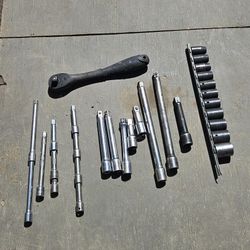 Socket Wrench And Extentions And Some Sockets 