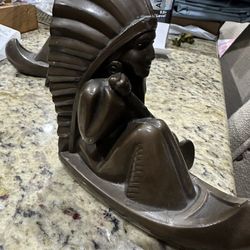 Antique Native American Indian Canoe Bookends Rare!!!!!