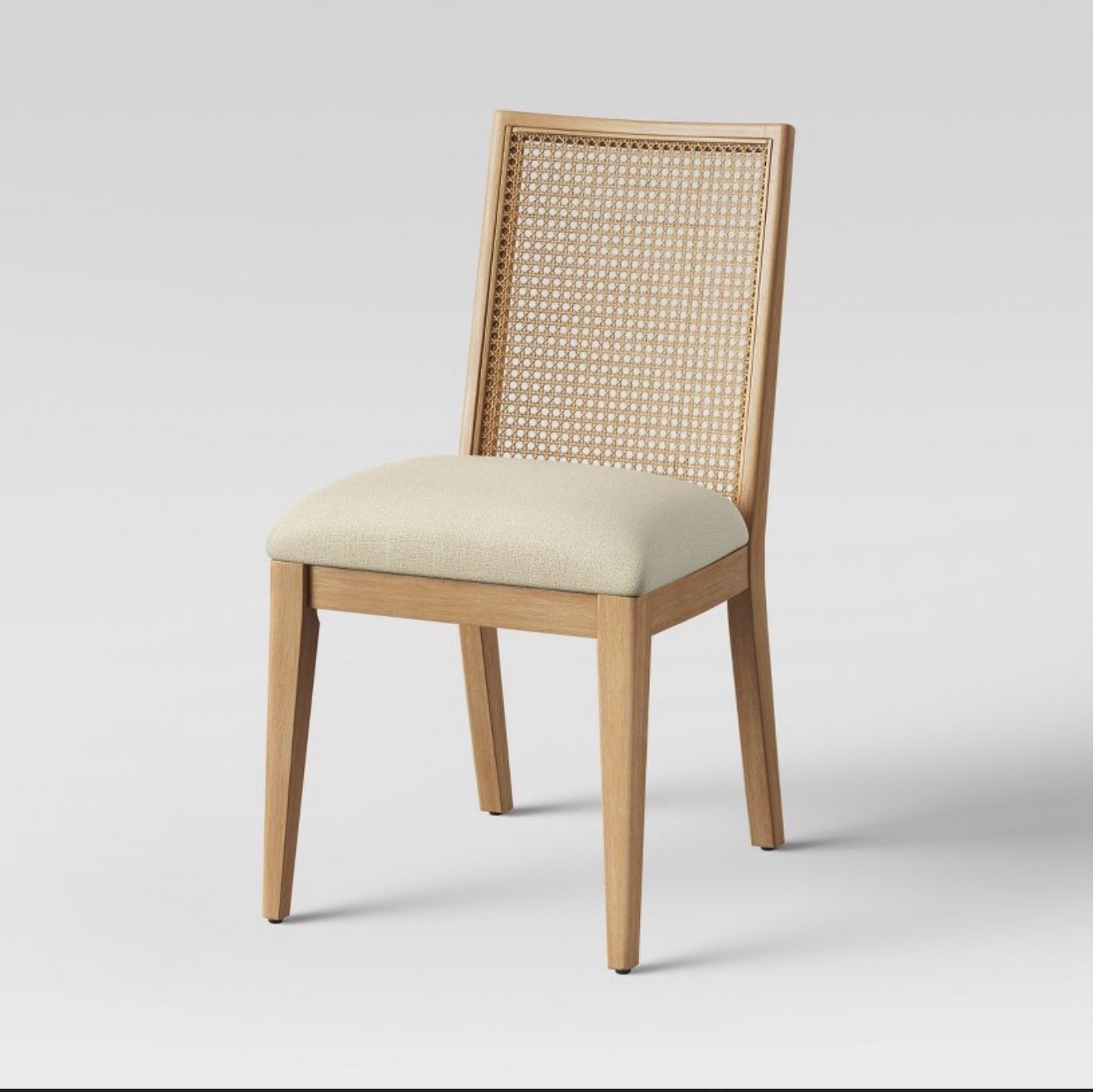 New Corella Cane and Wood Dining Chair Natural - Threshold™: Rubberwood Frame, Upholstered Seat, 19.5" Height