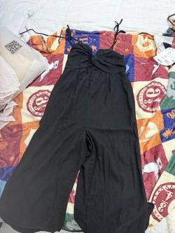 Black Spaghetti Strap Wide-Leg Jumpsuit