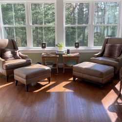 Ethan Allen Timlyn Leather side chair and Ottoman pair