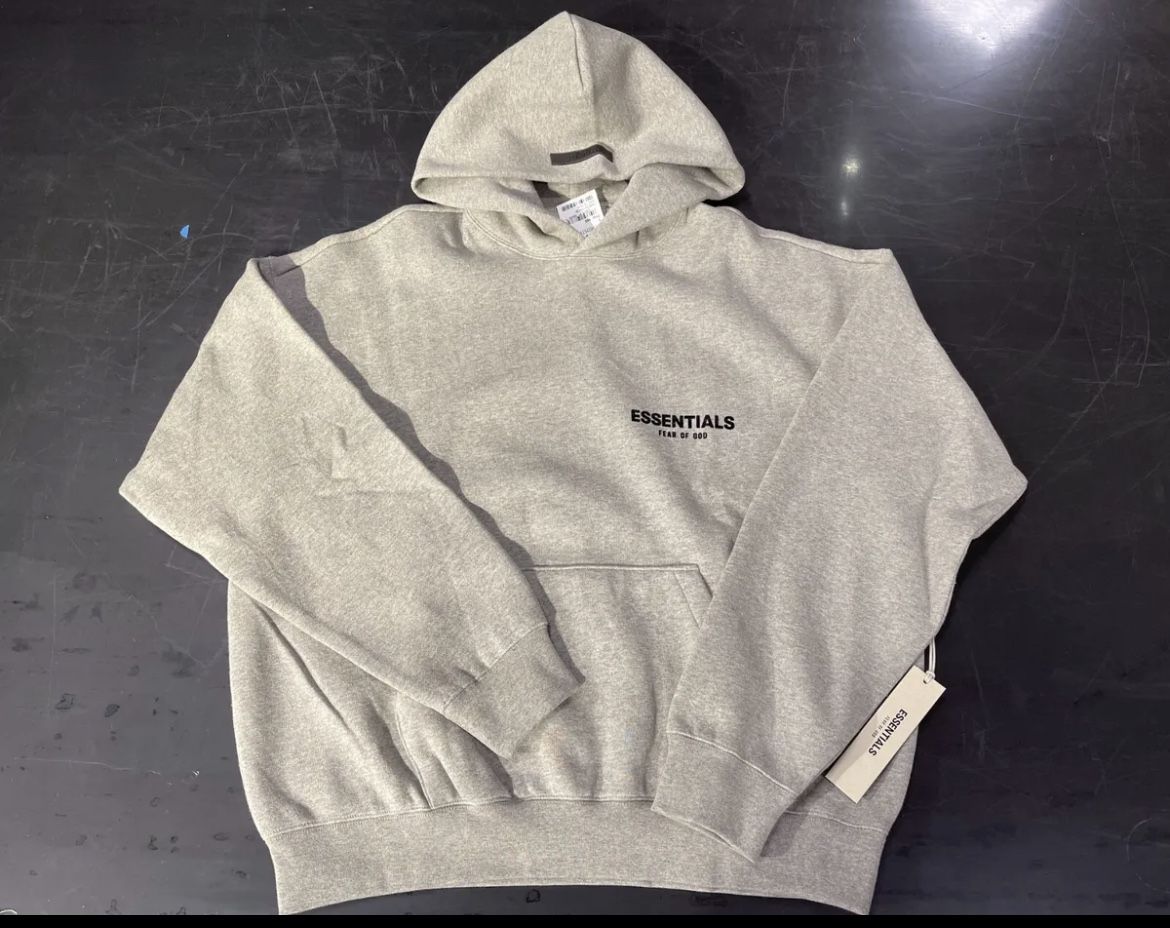 oatmeal grey essential hoodie