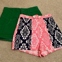 High Waisted Shorts Bundle - Green & Patterned