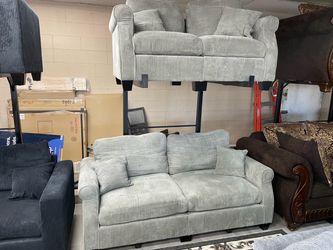 LIGHT GRAY CORDUROY SOFA LOVESEAT SET SALE