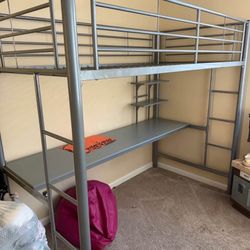 Twin Loft Bed w/ Built In Desk & Shelf 