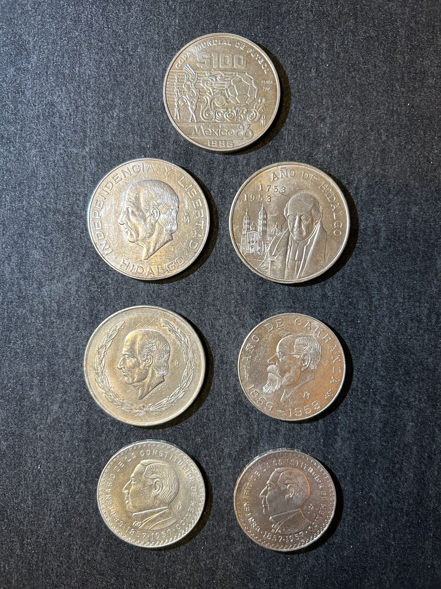 7 Monedas Mexicanas De Plata