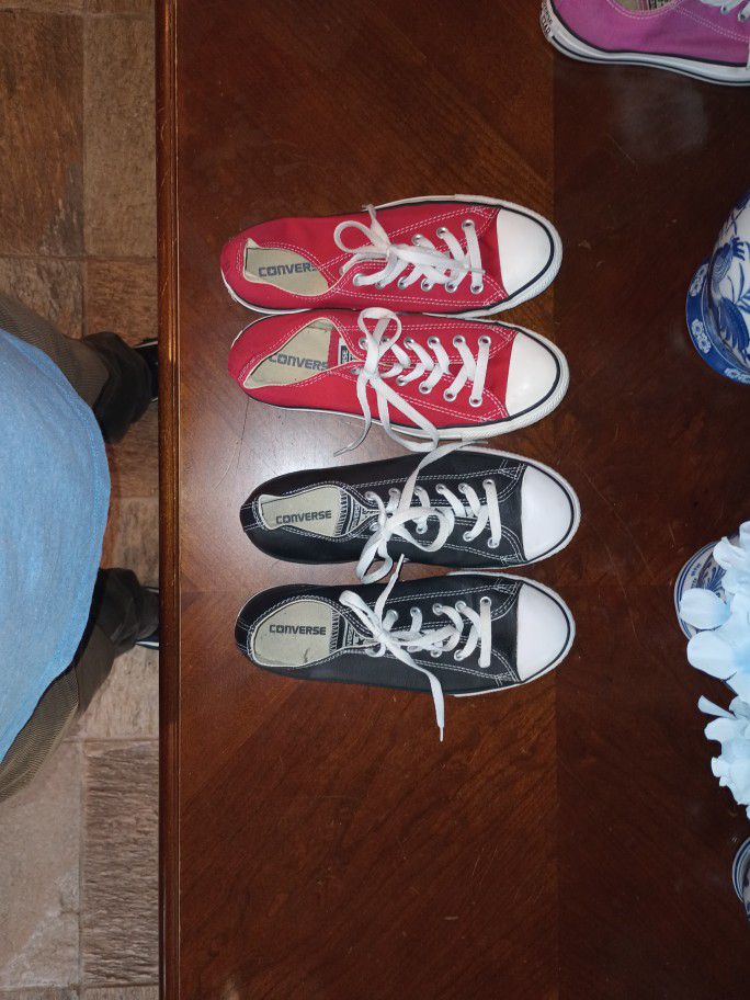 3 Pairs Of Converse Woman's Size 8 Excellent Condition 