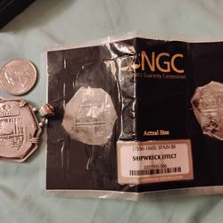NGC Ship Wreck Effect Spain 8R 1(contact info removed) Coin Medallion Relic Certified Necklace  Pendant