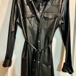 Kit & Sky Faux-Leather Shacket Mini Dress