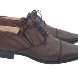 Ernesto Dolani Dark Brown Pebbled Leather Lace-Up Shoes EU 41.5 / US 8.5 Oxfords