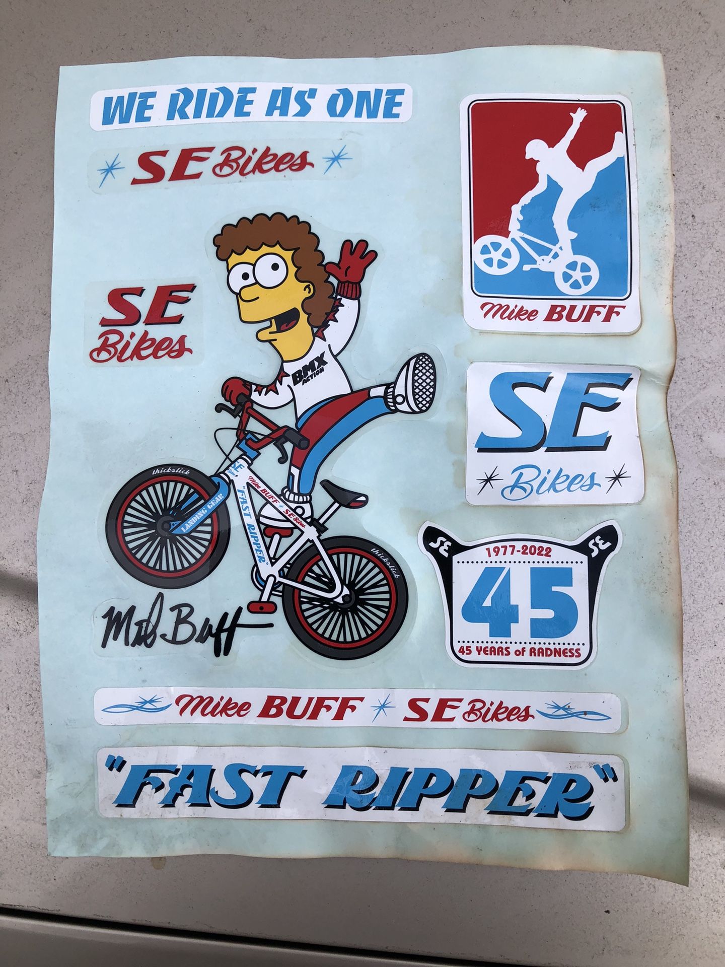 SE racing Mike buff Decal Set Old School BMX 