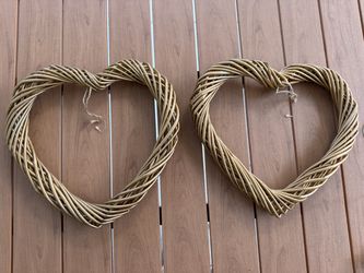 2 Heart-Shape Wicker Wreaths 13”W*13”L - Great for Any Holiday Decoration!