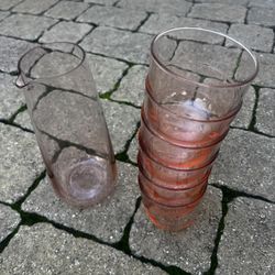 IKEA INTAGANDE Pink Drinking Glasses Set of 6 & Pitcher Designed by Aaron Probyn