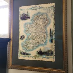 VINTAGE Reproduction IRELAND MAP Framed