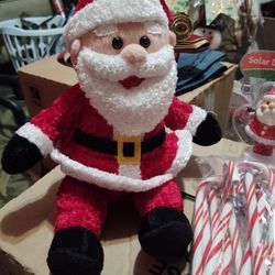 9 Inch Plush Snowman Bag Of Plastic Candy Canes Three Solar Dancers And Merry Christmas Sign