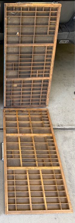 2 Antique Wood Printers Trays/Drawers