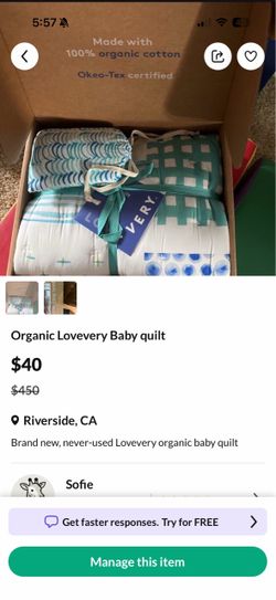 Organic lovevery baby quilt