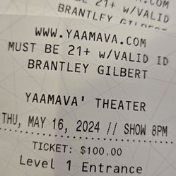 Brantley Gilbert Live May 16th Yaamava Theater Great Seats!!