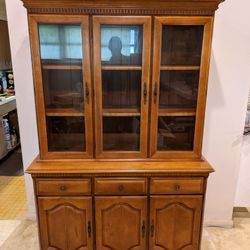 Vintage Basset China Cabinet Solid Cherry Wood