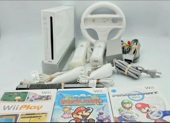 Nintendo Wii White Console Bundle RVL-001 - Mario Kart + Controllers