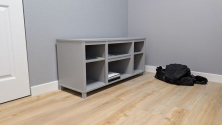 IKEA Gray TV Stand / Media Console — 45.5" Long, 3 Cubbies