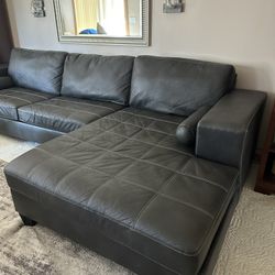 Grey leather couch 