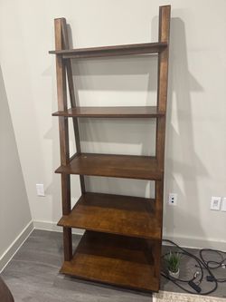 Wood Ladder Bookshelf 5-Tier