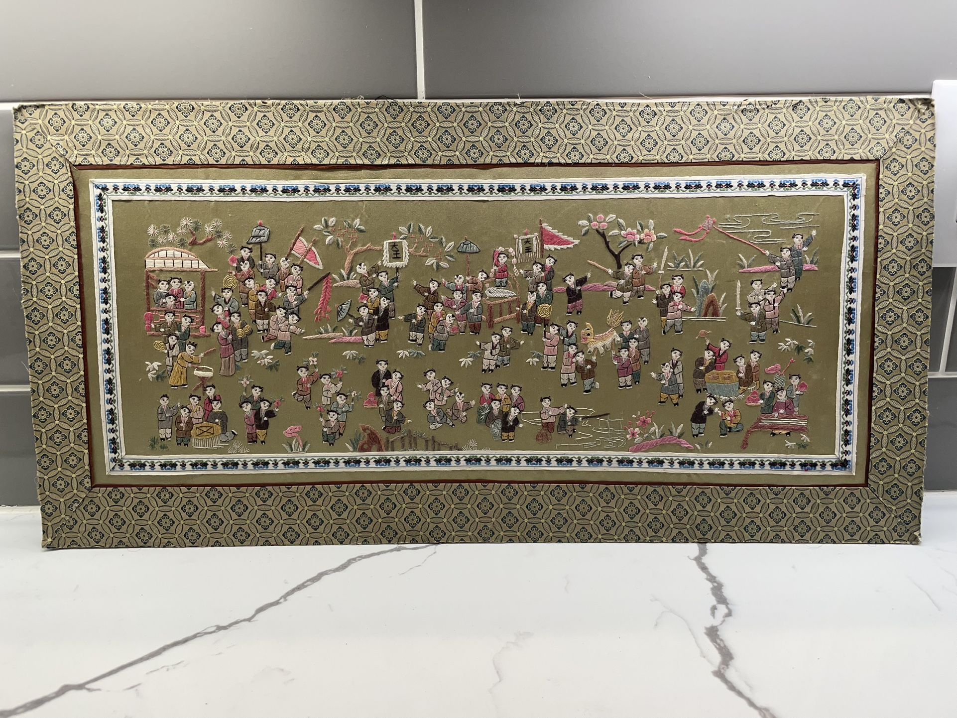 Vintage Chinese Silk Embroidery, 100 Children